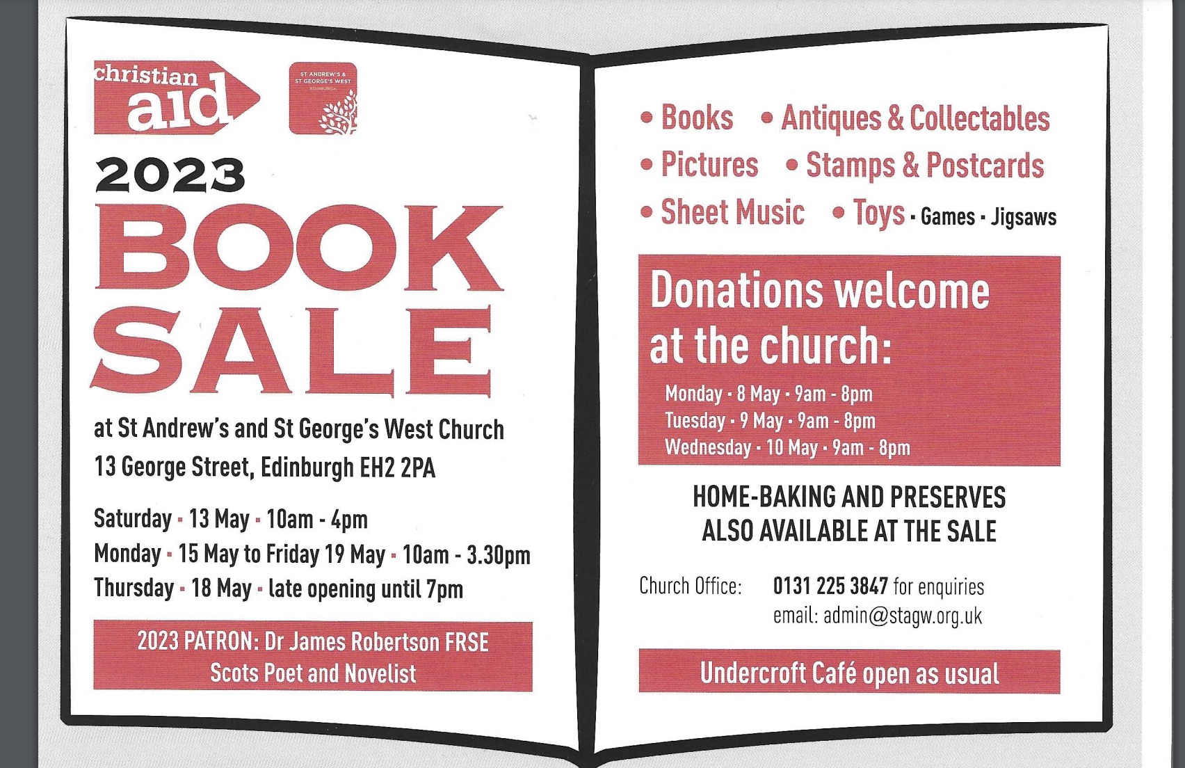 Edinburgh church to host Christian Aid book sale